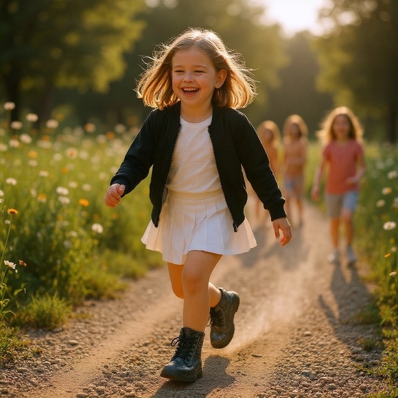 FABKIDS Girls Glitter Combat Boots Black Sparkle Size 5/UK 4/EU 37 - Picture 8 of 9